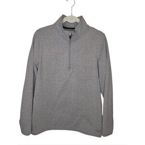 OOFOS Men's Cool Gray Down 1/4-Zip Fleece Pullover, Size Large